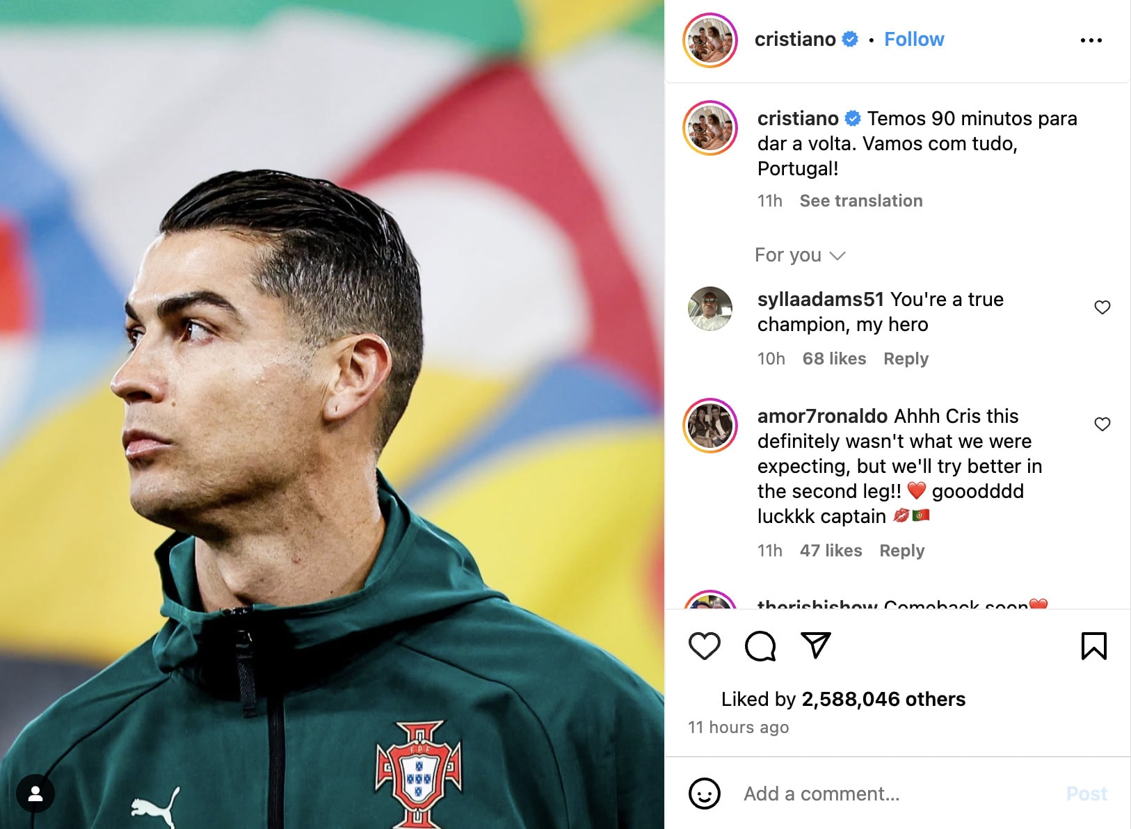 Cristiano Ronaldo zabrał głos po porażce Portugalii z Danią (0:1)